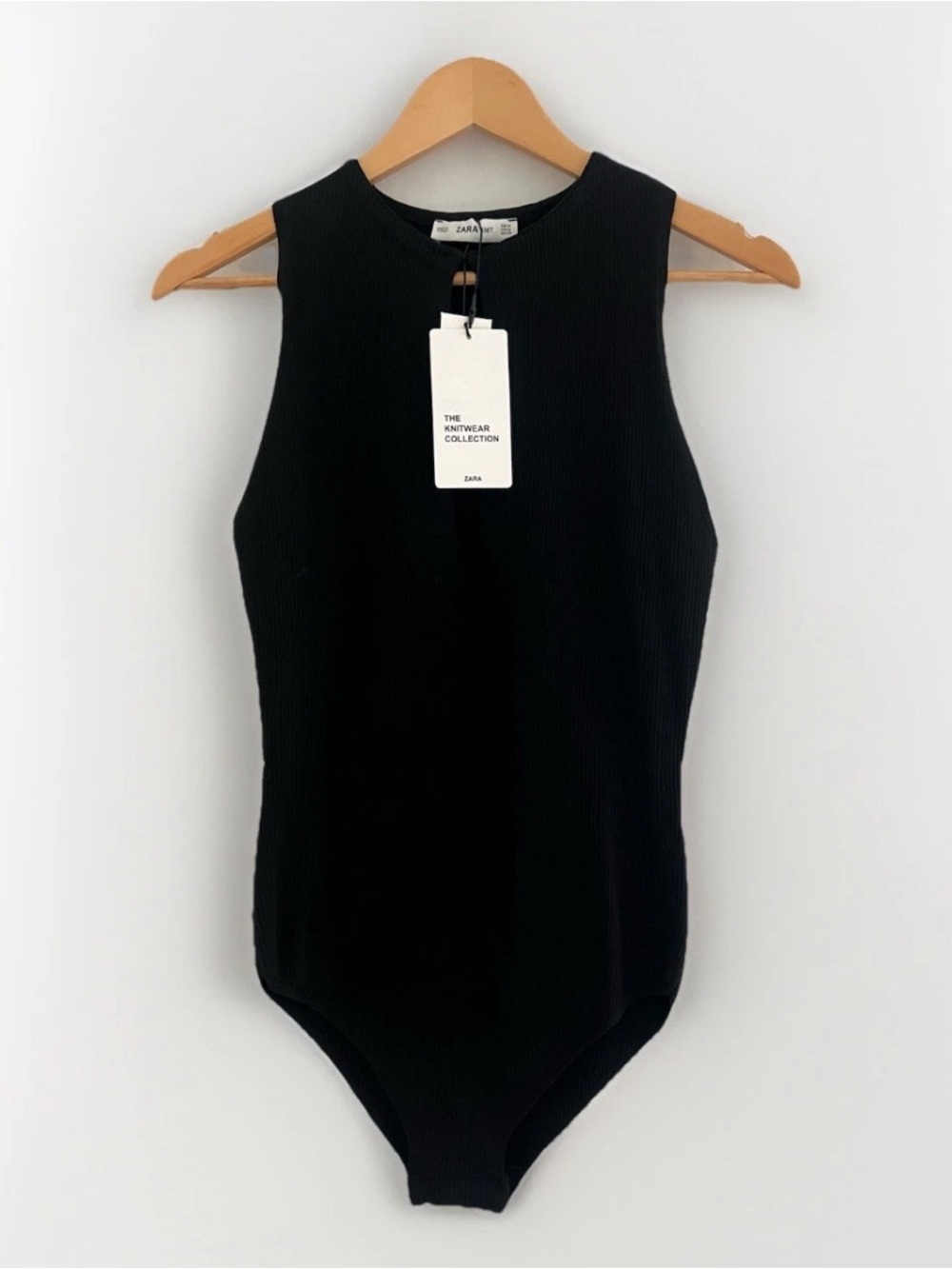 NWT Zara Black Ribbed Knit Sleeveless Bodysuit Medium